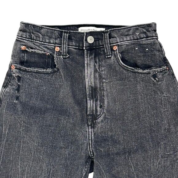 Abercrombie & Fitch 90s Ultra High Rise Ankle Straight Jeans Black Curve Love - Picture 3 of 11